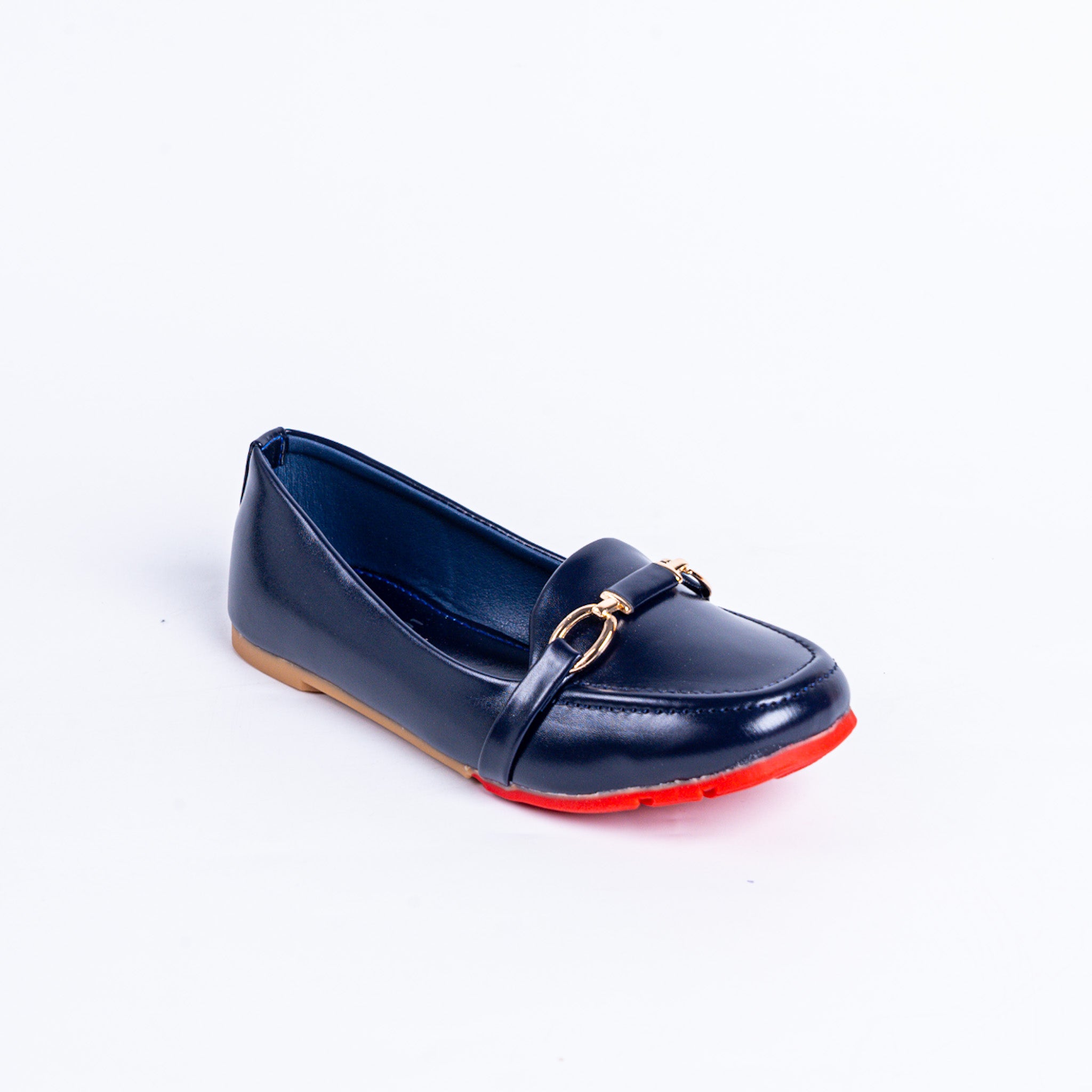 Navy Loafers with Gold Bit