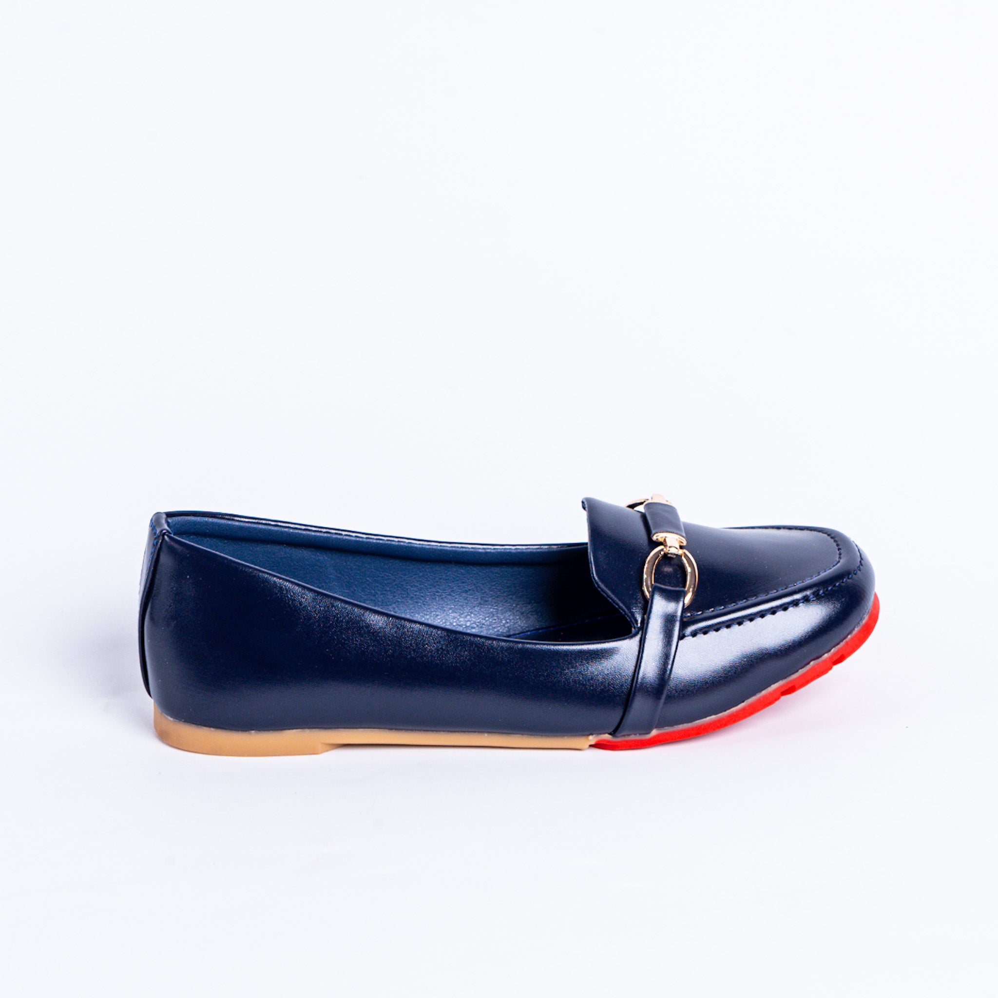 Navy Loafers with Gold Bit