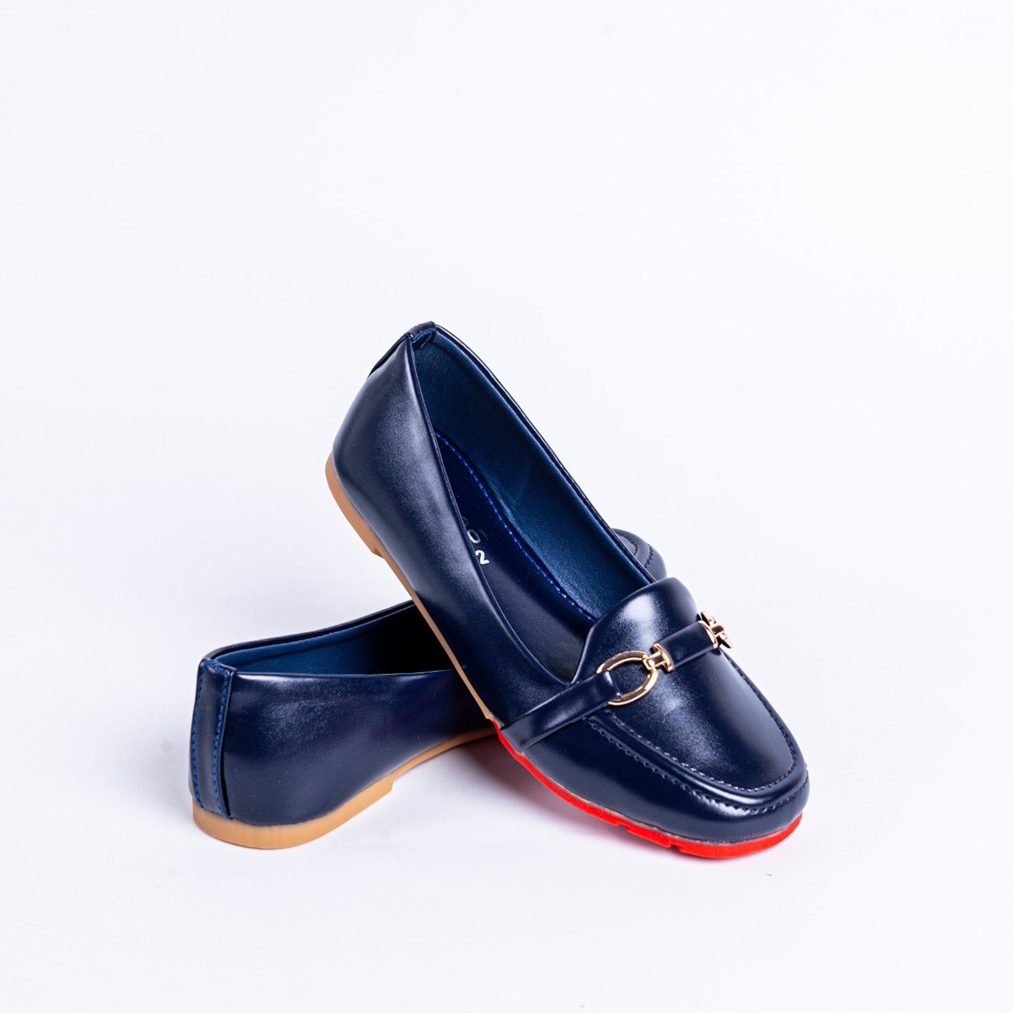 Navy Loafers with Gold Bit