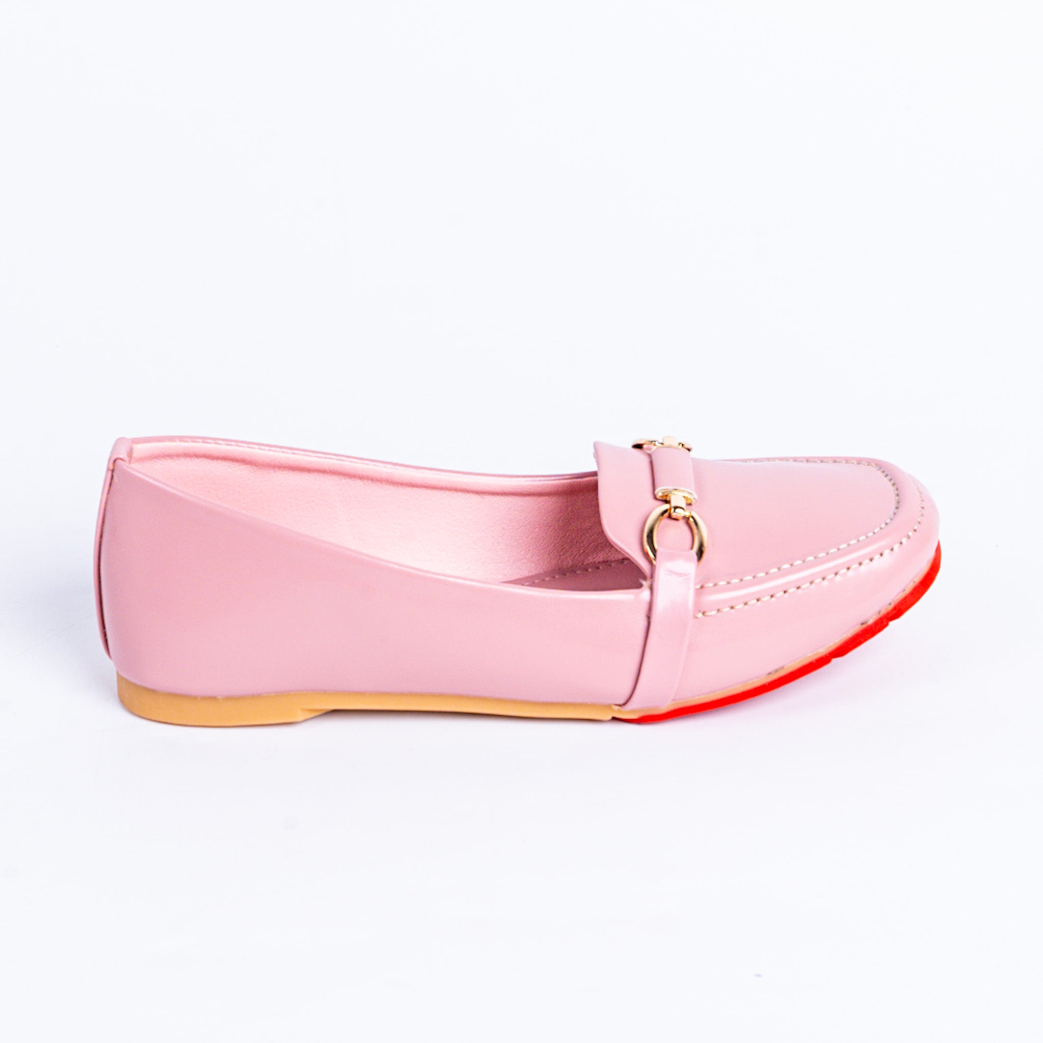 Pink Patent Loafers with Gold Bit