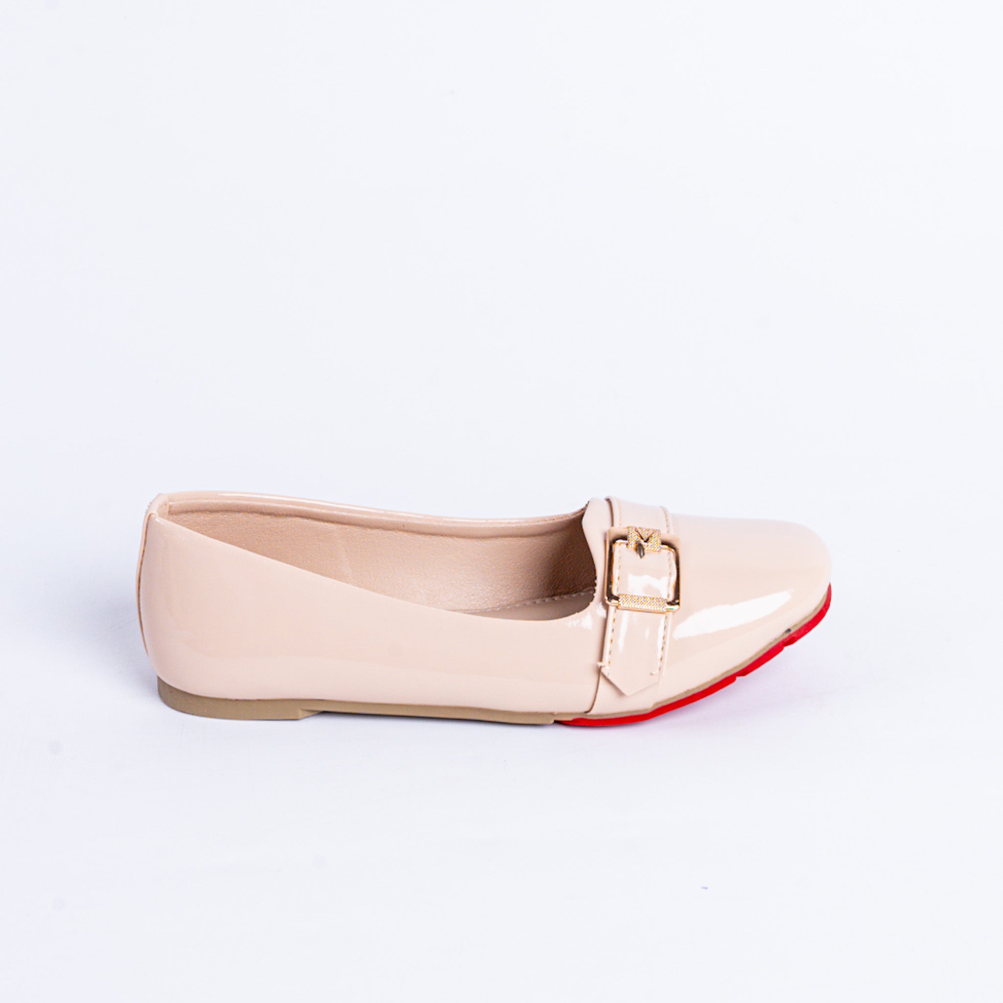 Buckle Charm Loafers - Cream