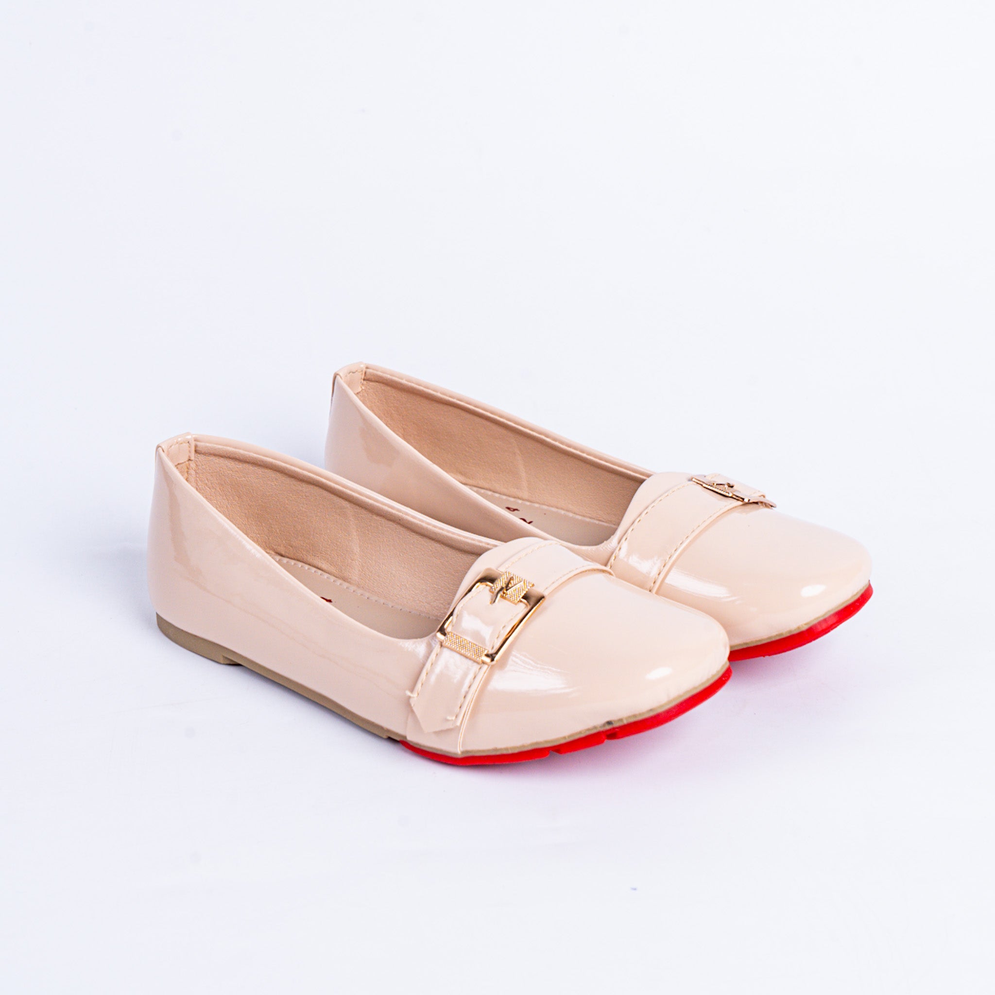 Buckle Charm Loafers - Cream