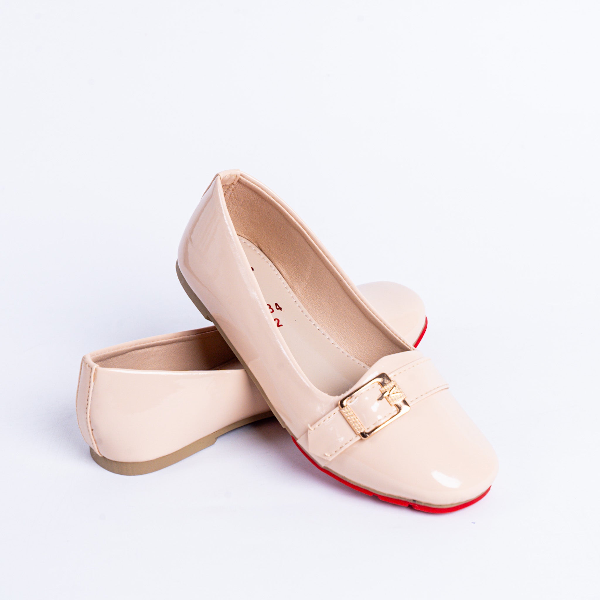 Buckle Charm Loafers - Cream