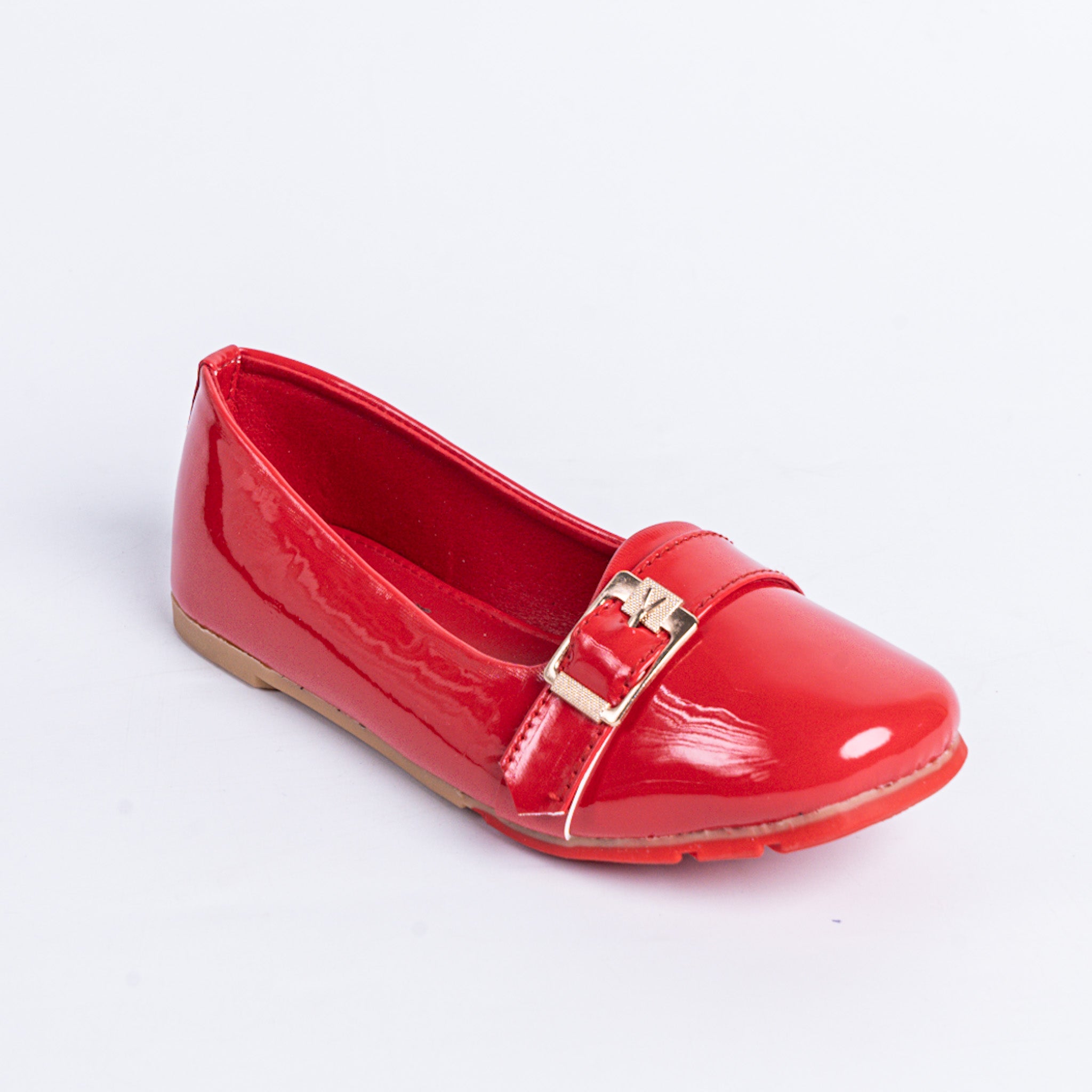 Buckle Charm Loafers - Red