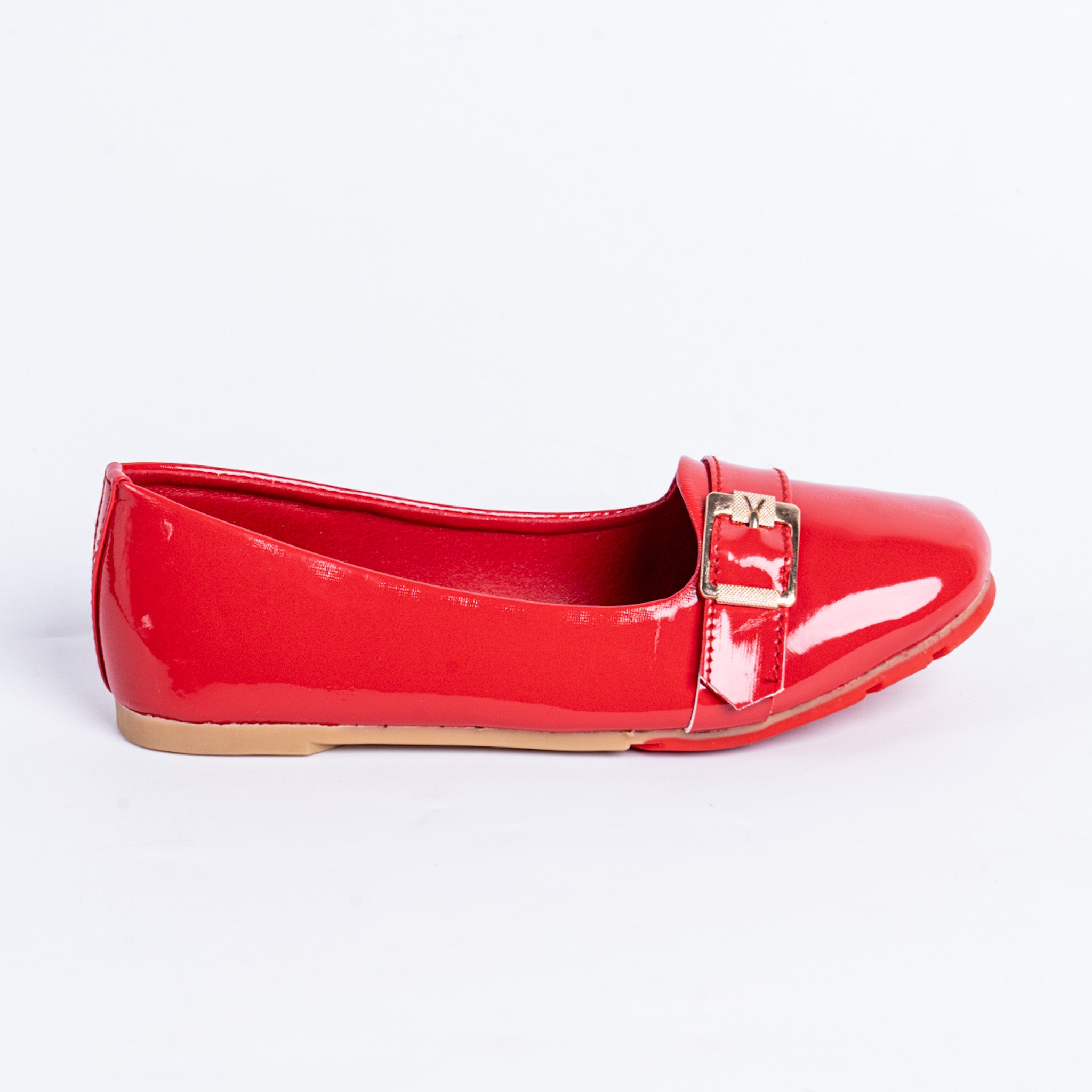 Buckle Charm Loafers - Red