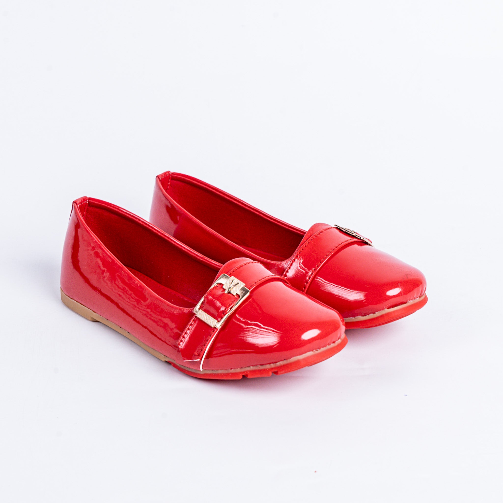 Buckle Charm Loafers - Red