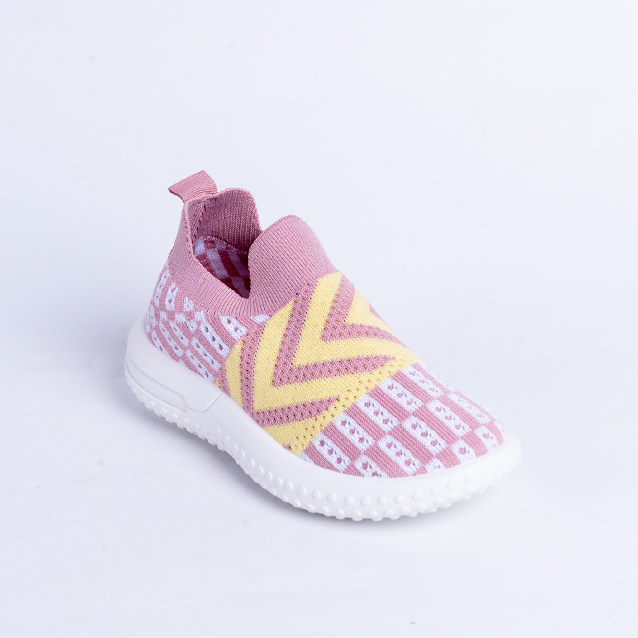 Pink and Yellow Knit Sneakers