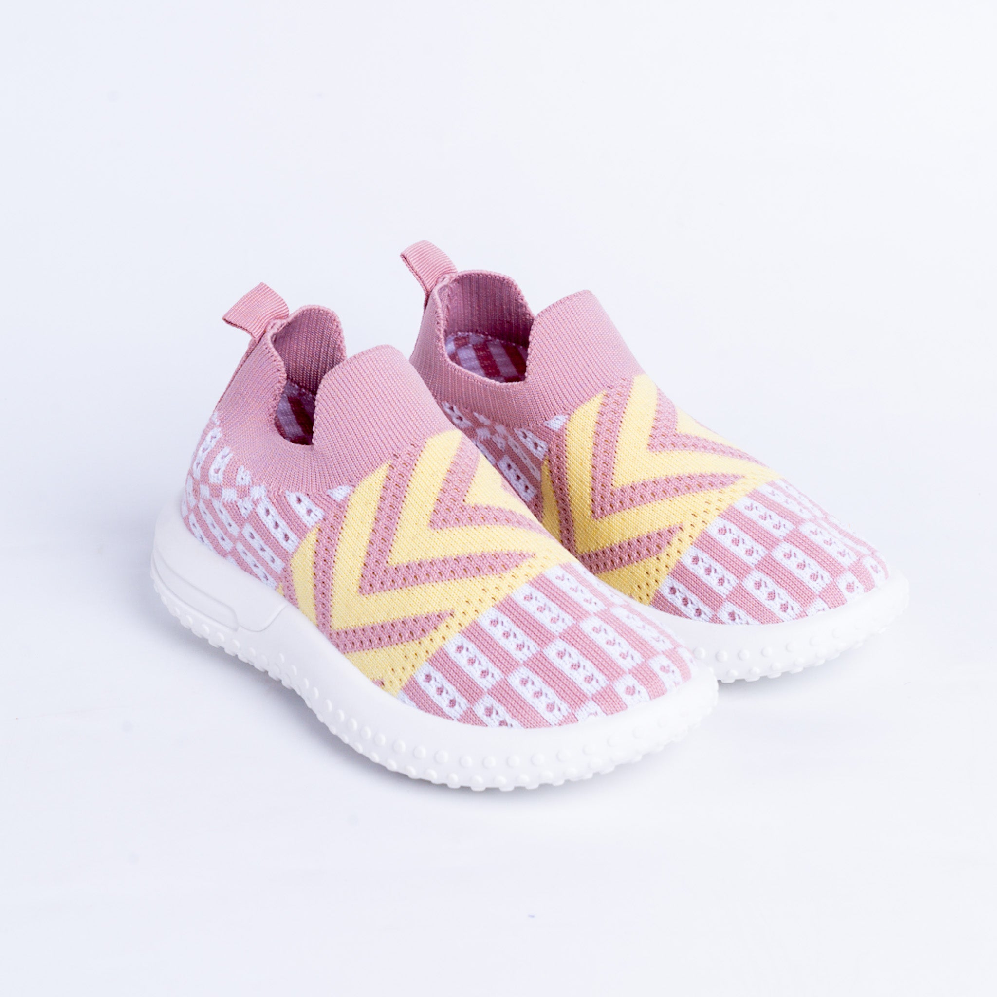 Pink and Yellow Knit Sneakers