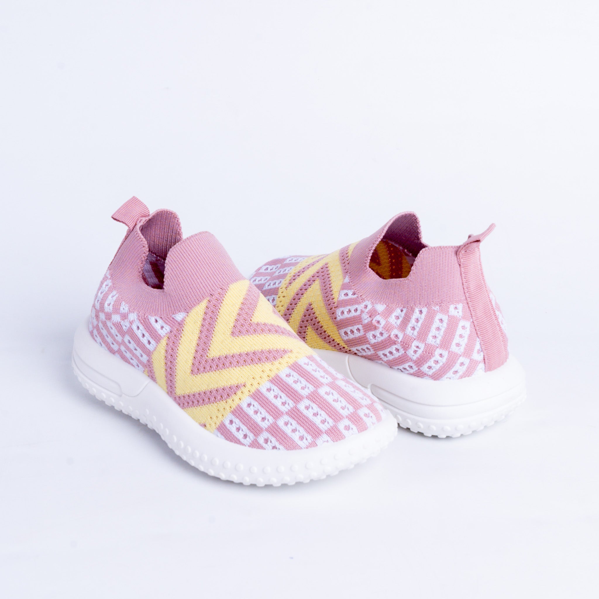 Pink and Yellow Knit Sneakers