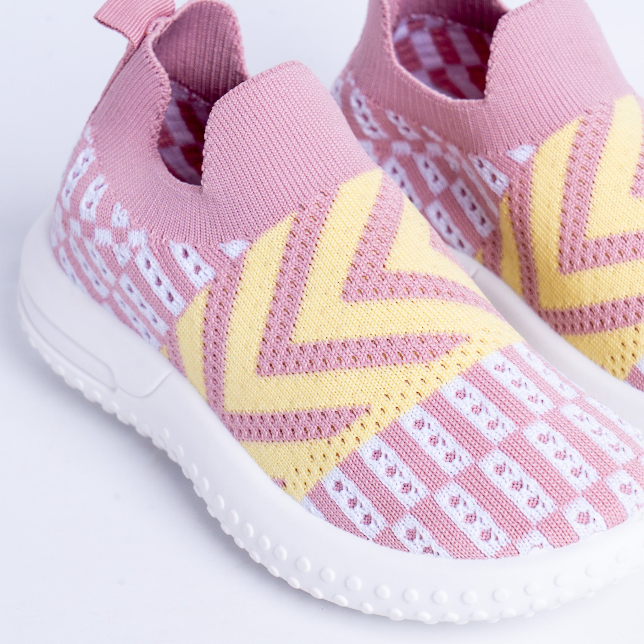 Pink and Yellow Knit Sneakers