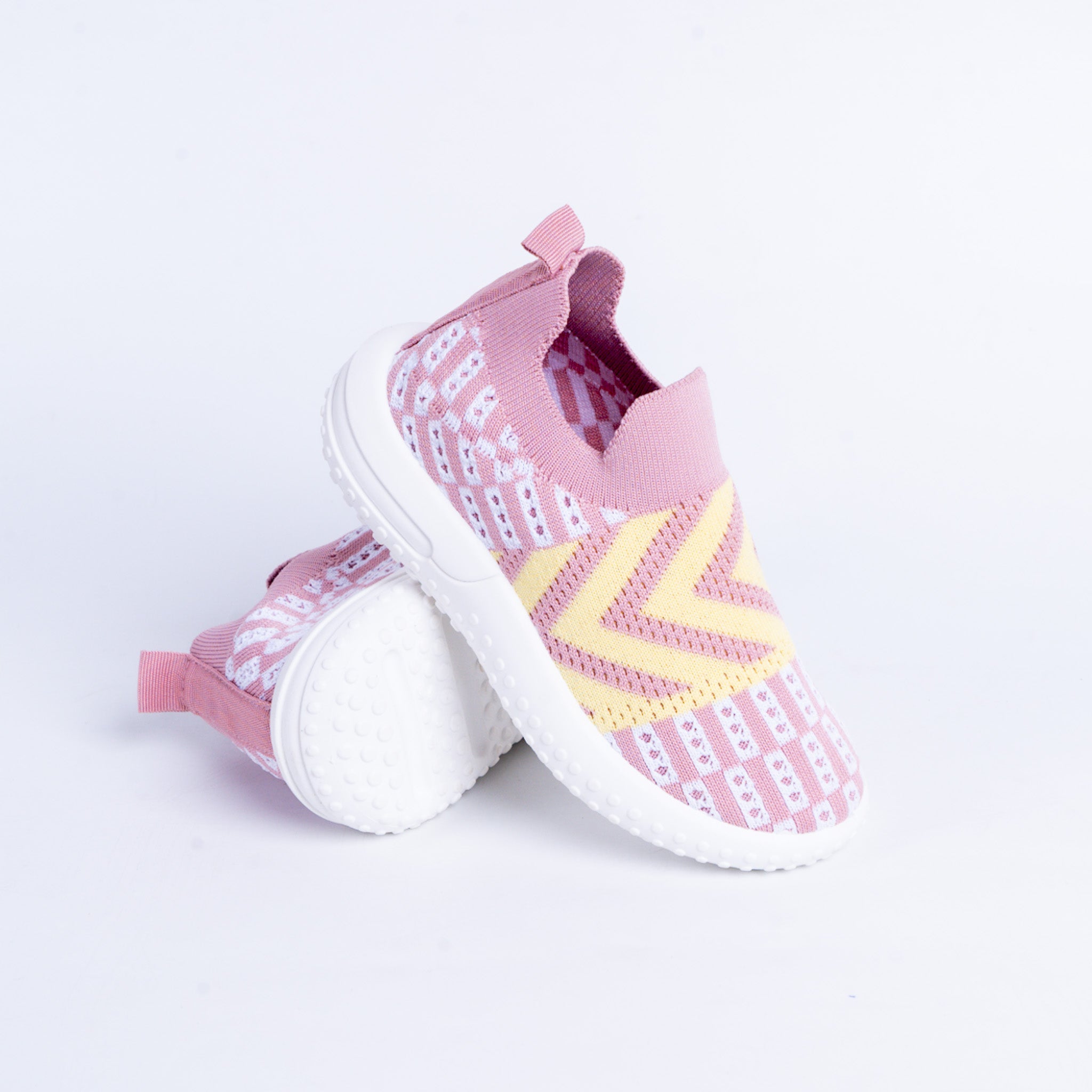 Pink and Yellow Knit Sneakers