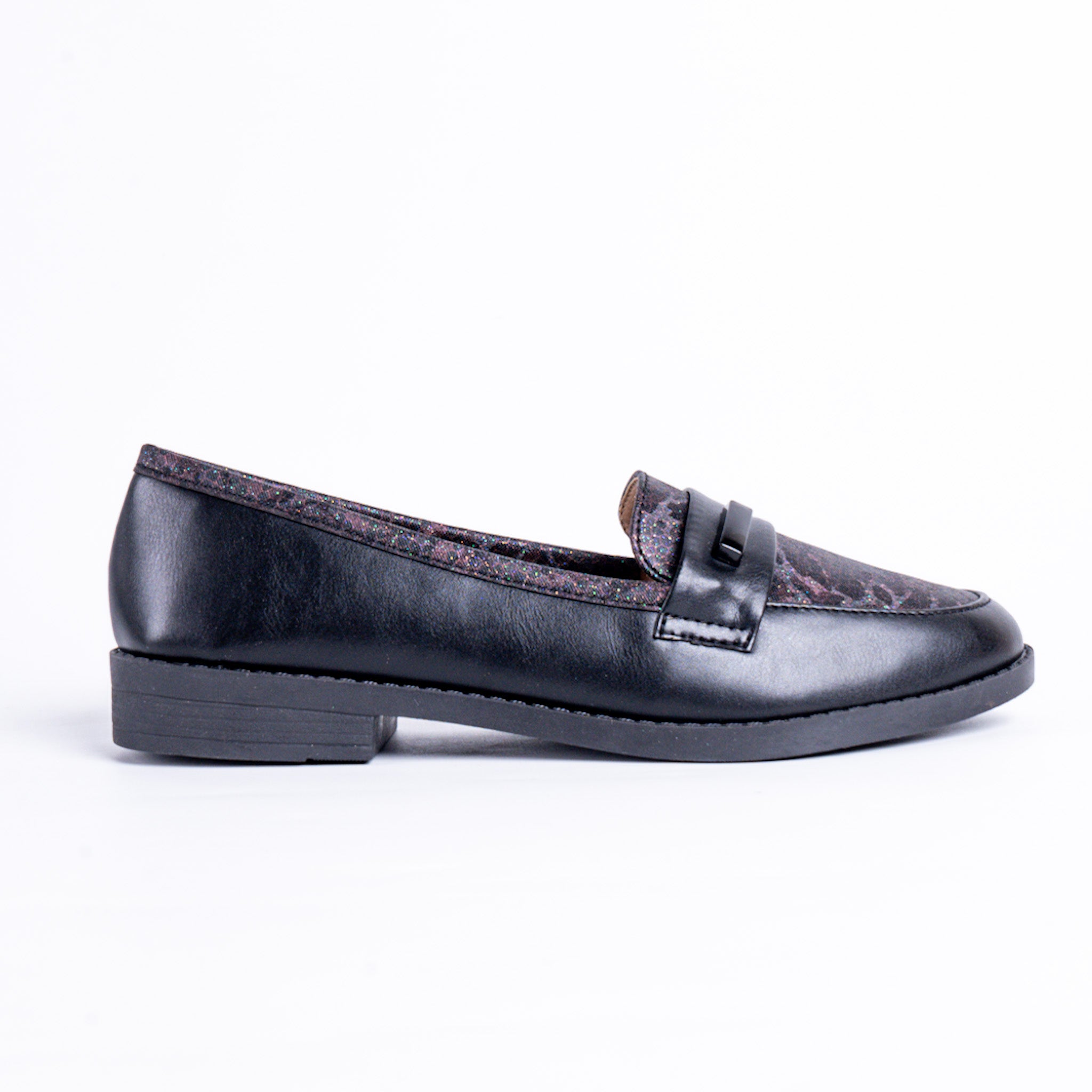 Two-Tone Black Loafers