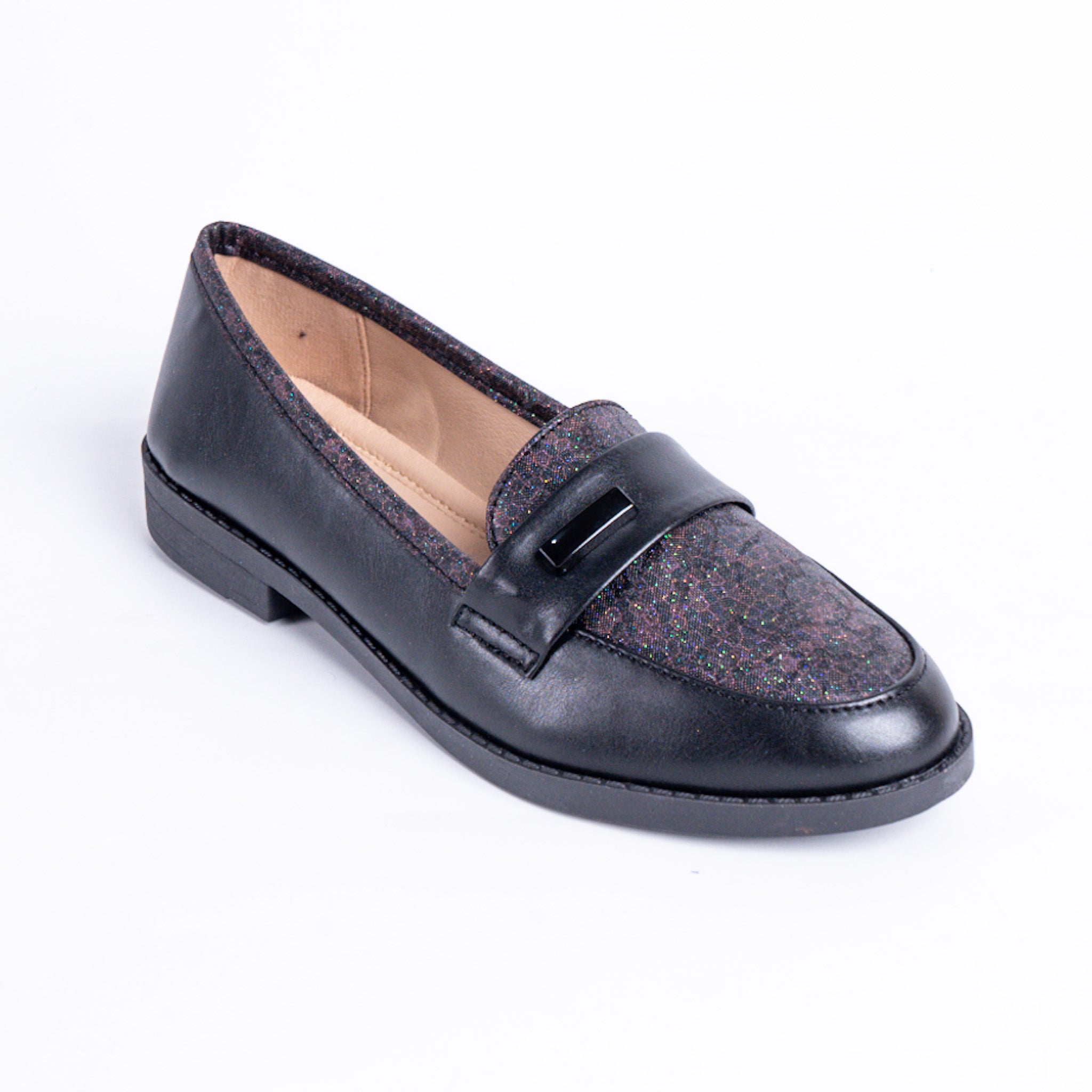 Two-Tone Black Loafers