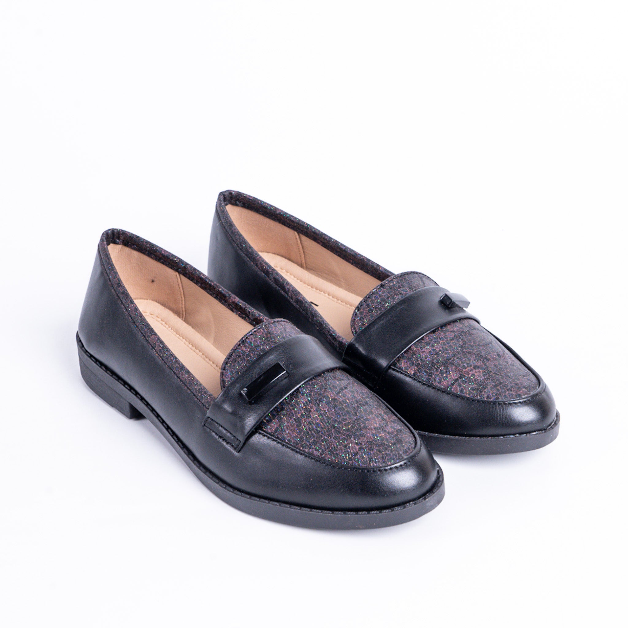 Two-Tone Black Loafers