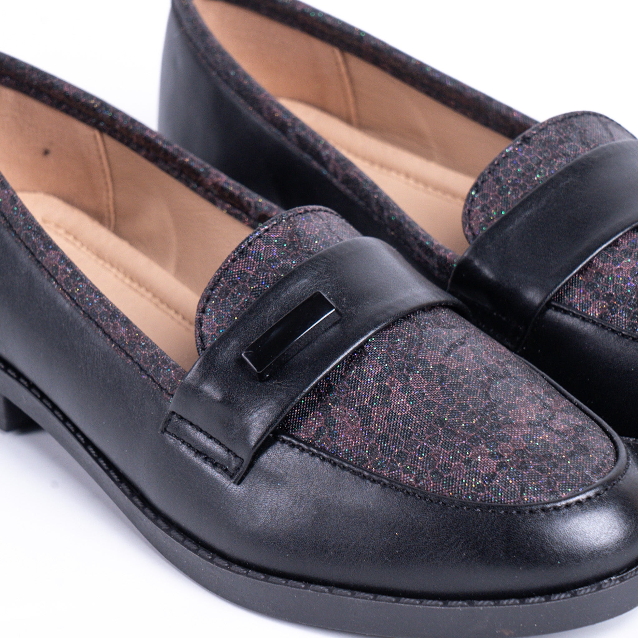 Two-Tone Black Loafers