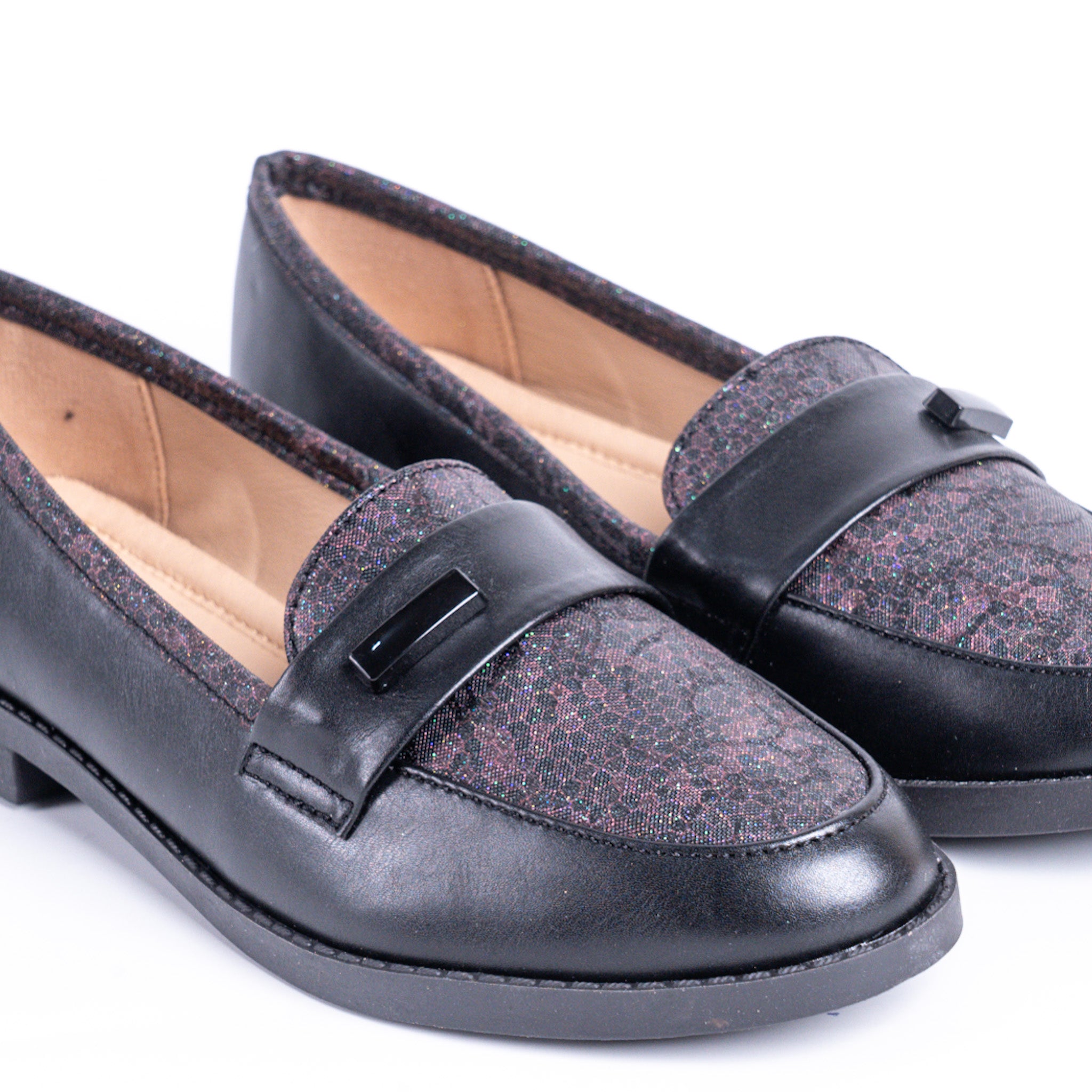 Two-Tone Black Loafers