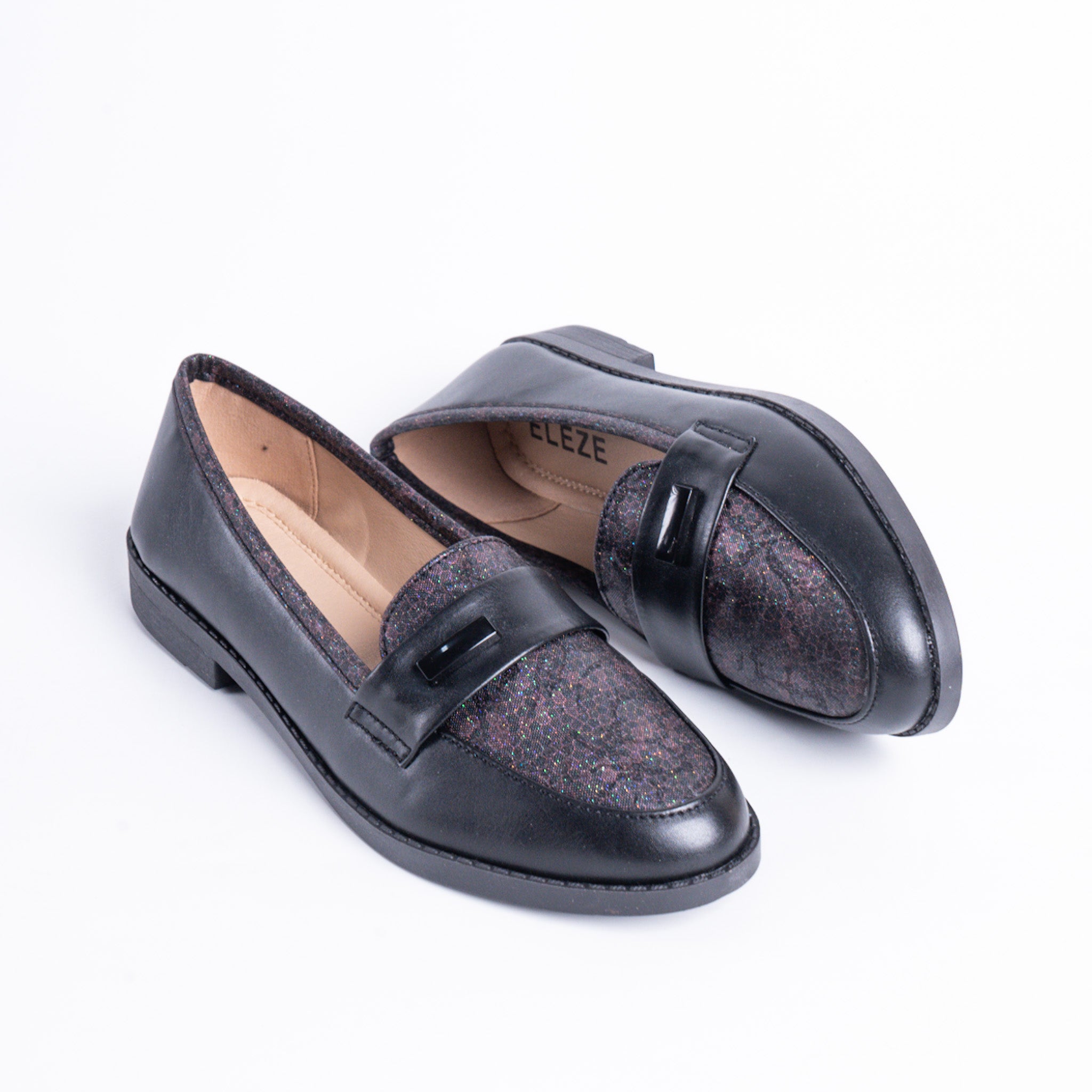 Two-Tone Black Loafers