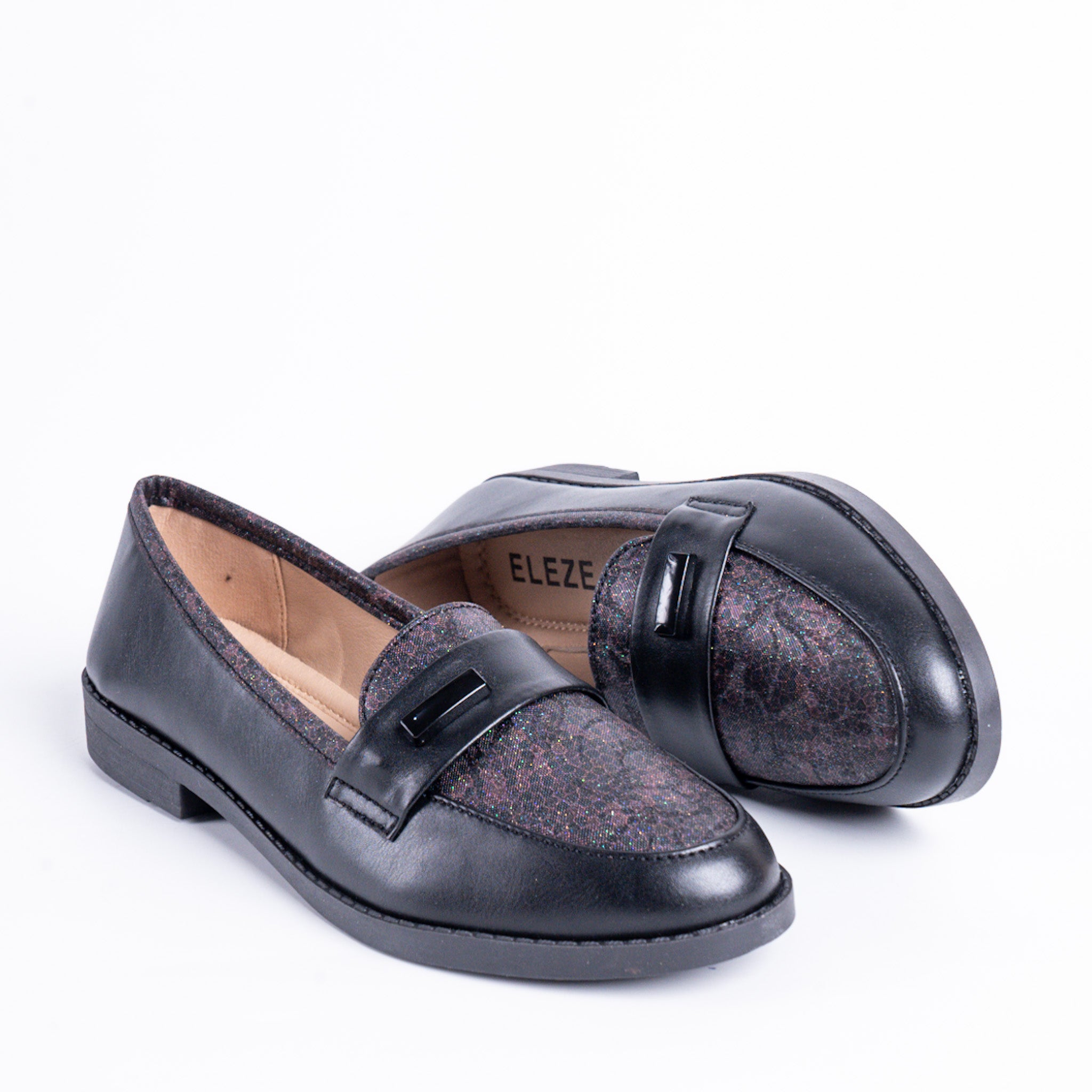 Two-Tone Black Loafers